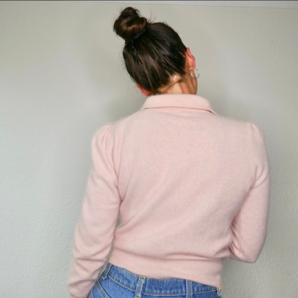 VTG | White Wheeler Martha Sweet Puff Sleeve Lambswool & Angora Puff Sleeve Polo - Picture 3 of 8